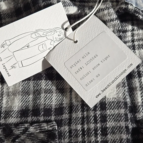 NWT Beachlunchlounge Shacket Shirt Jacket Size XS Small Flannel - Picture 4 of 10